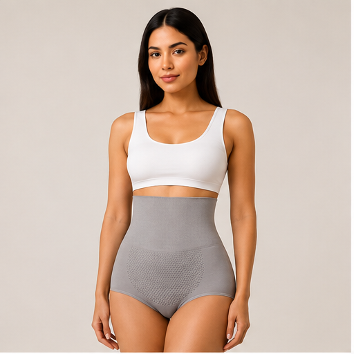 Women’s High-Waist Tummy Control Shapewear Panty – Grey | Anti-Roll Waistband