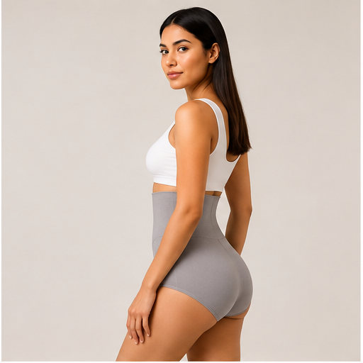 Women’s High-Waist Tummy Control Shapewear Panty – Grey | Anti-Roll Waistband