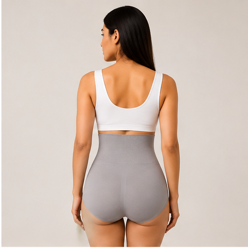 Women’s High-Waist Tummy Control Shapewear Panty – Grey | Anti-Roll Waistband