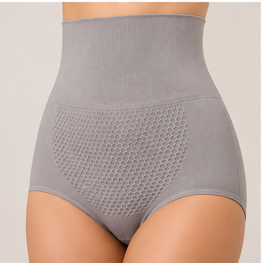 Women’s High-Waist Tummy Control Shapewear Panty – Grey | Anti-Roll Waistband