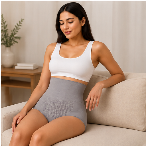 Women’s High-Waist Tummy Control Shapewear Panty – Grey | Anti-Roll Waistband