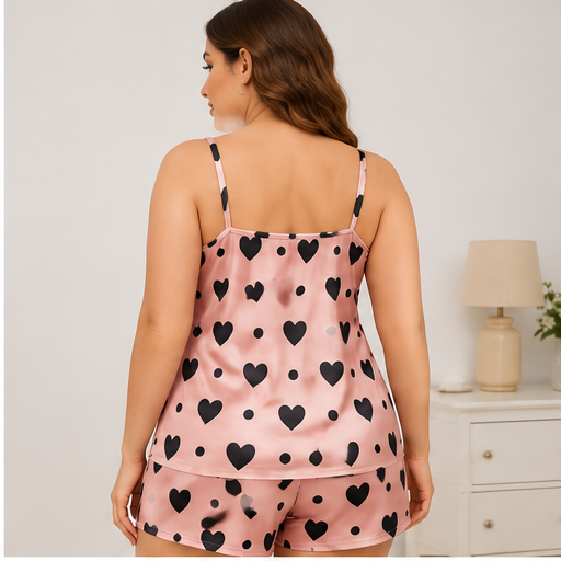 Women’s Pink Printed Summer Night Suit – Sleeveless Top & Capris | Lightweight Sleepwear
