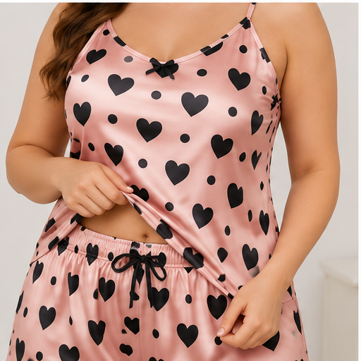 Women’s Pink Printed Summer Night Suit – Sleeveless Top & Capris | Lightweight Sleepwear