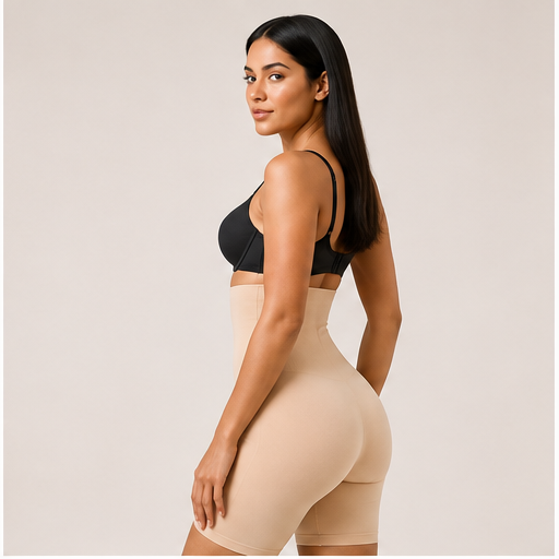 Women’s High-Compression Tummy Tucker Bodysuit – Beige | Thigh Slimming Support
