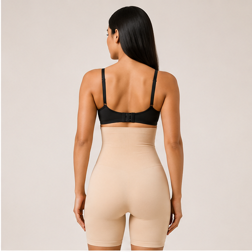 Women’s High-Compression Tummy Tucker Bodysuit – Beige | Thigh Slimming Support