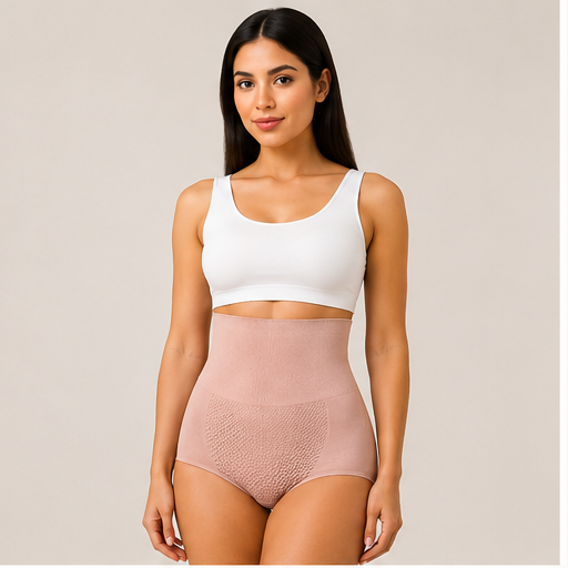 Women’s High-Waist Tummy Control Shapewear Panty – Pink | Anti-Roll Waistband