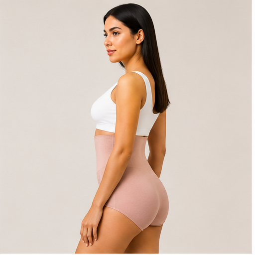 Women’s High-Waist Tummy Control Shapewear Panty – Pink | Anti-Roll Waistband