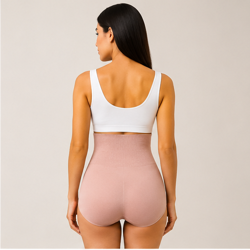 Women’s High-Waist Tummy Control Shapewear Panty – Pink | Anti-Roll Waistband