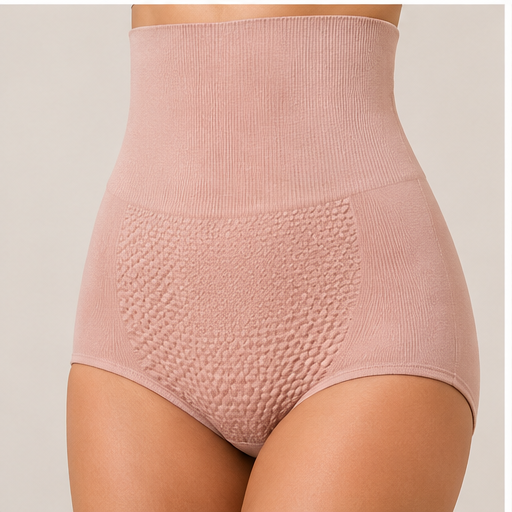 Women’s High-Waist Tummy Control Shapewear Panty – Pink | Anti-Roll Waistband