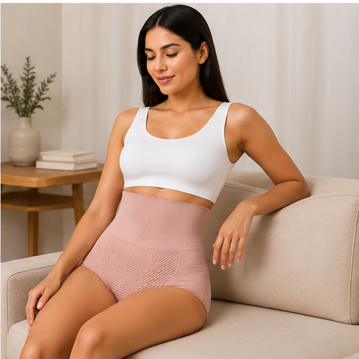 Women’s High-Waist Tummy Control Shapewear Panty – Pink | Anti-Roll Waistband