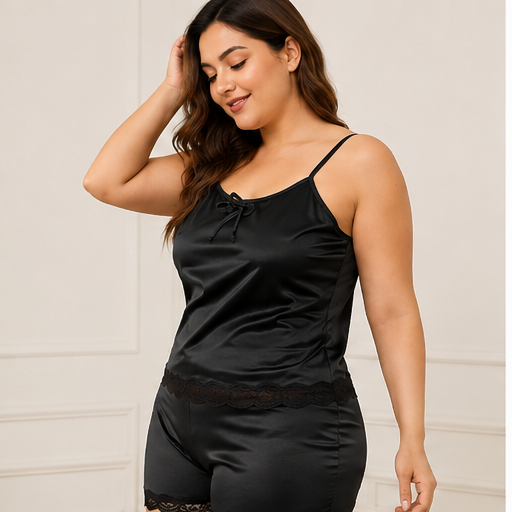 Women’s Satin Cami Top & Shorts Nightwear Set – Soft & Comfortable Sleepwear