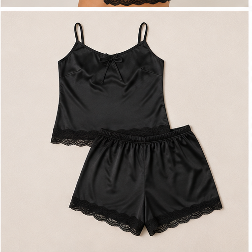 Women’s Satin Cami Top & Shorts Nightwear Set – Soft & Comfortable Sleepwear
